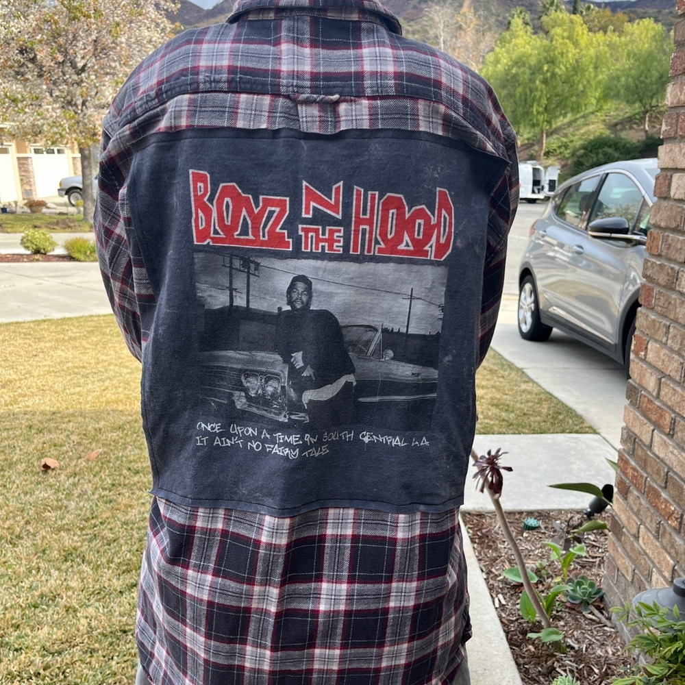 Boyz n the Hood Flannel Shirt upcycled unisex Size XLT  XL-Tall